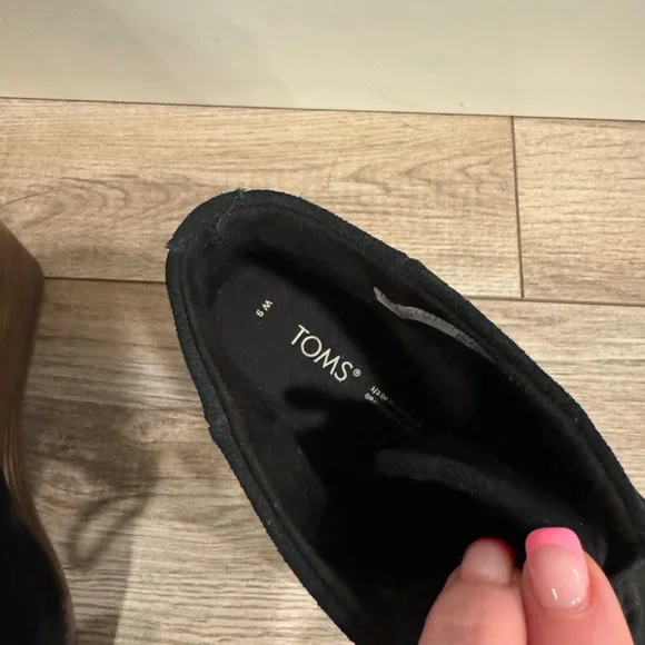 Toms Hyde Casual Boots black Wedge Lace Up Shoe Size 9 - Picture 6 of 7